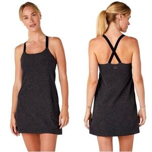 Beyond Yoga Spacedye Move It Dress SD6141 Black Charcoal built-in shorts/bra NWT